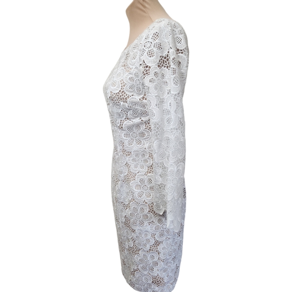 LUISA SPAGNOLI Guipure Floral Lace Mini Dress - Size 6 - 42 Italia - Picture 6 of 12
